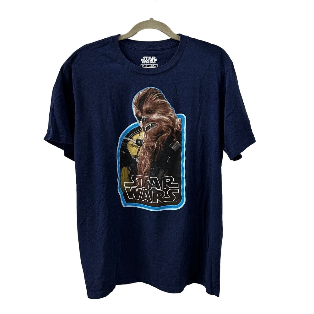 Star Wars T-Shirt Mens 2X‎ Short Sleeve Graphic Blue Chewbacca Chewy Mad Engine